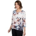 thumbnail image 3 of Alfred Dunner Womens Asymmetric Floral Lace Neck Top, 3 of 6