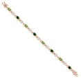 thumbnail image 3 of Gem Stone King 18K Rose Gold Plated Silver Green Peridot and Green Chrome Diopside and Lab Grown Diamond Bracelet for Women | 4.21 Cttw | Gemstone August Birthstone | Oval 6X4MM | Length 7.25 inches, 3 of 6
