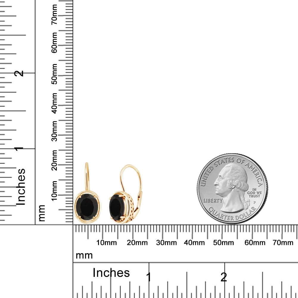 Gem Stone King 4.00 Cttw Black Onyx Dangle Earrings for Women | 18K Yellow Gold Plated Silver | Gemstone Birthstone | Oval 9X7MM | Fine Jewelry Gifts for Women Mom Wife Her