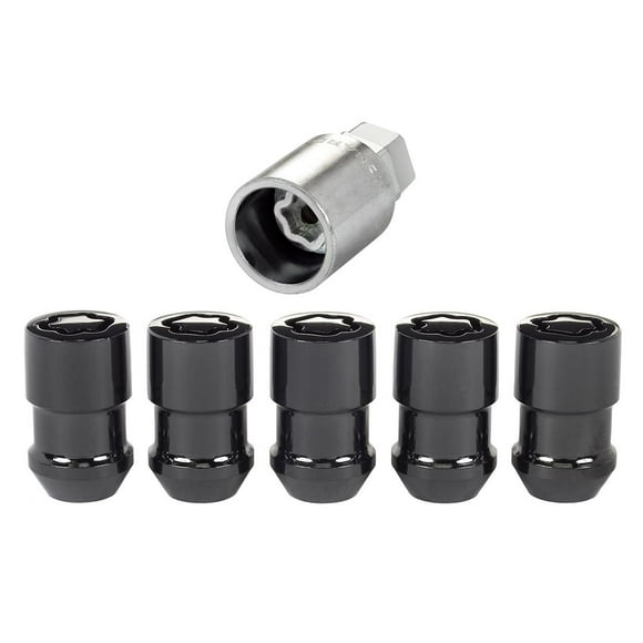 McGard Wheel Access Wheel Lock 24548 Lug Nut Lock; 1/2 Inch-20 Thread Size; Conical Seat; Acorn Lug; 1.46 Inch Overall Length; 3/4 Inch Wrench Size; Black; Steel; Set Of 5 With Key