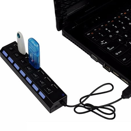 High Speed 4/7 Port USB Hub Power hubUSB adapter on/off Switch Expander ...