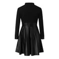 thumbnail image 5 of Women's Leather Dress Long Sleeve Mesh Lace Patchwork Zipper Design Fitted Sexy Midi Dress for Spring Fall Night Out,Black,L, 5 of 7