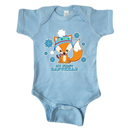 

Inktastic My First Hanukkah with Fox and Snowflakes Gift Baby Boy or Baby Girl Bodysuit
