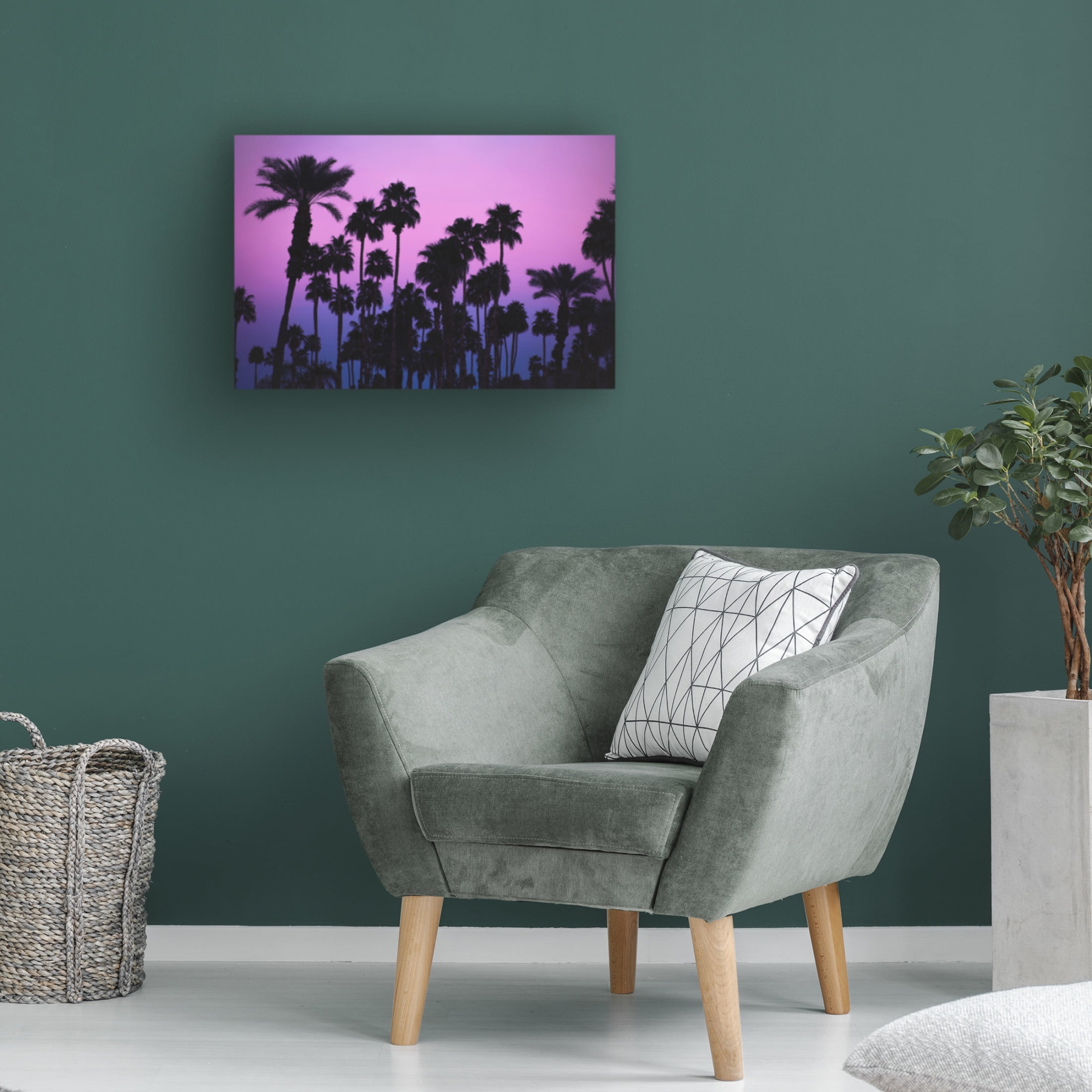 Trademark Fine Art Tim Mossholder Palms With Pink Sky Canvas Wall Art
