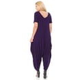 thumbnail image 4 of Pastel by Vivienne Women's Short Sleeve Harem Jumpsuit in Plus Size Eggplant XX-Large, 4 of 4