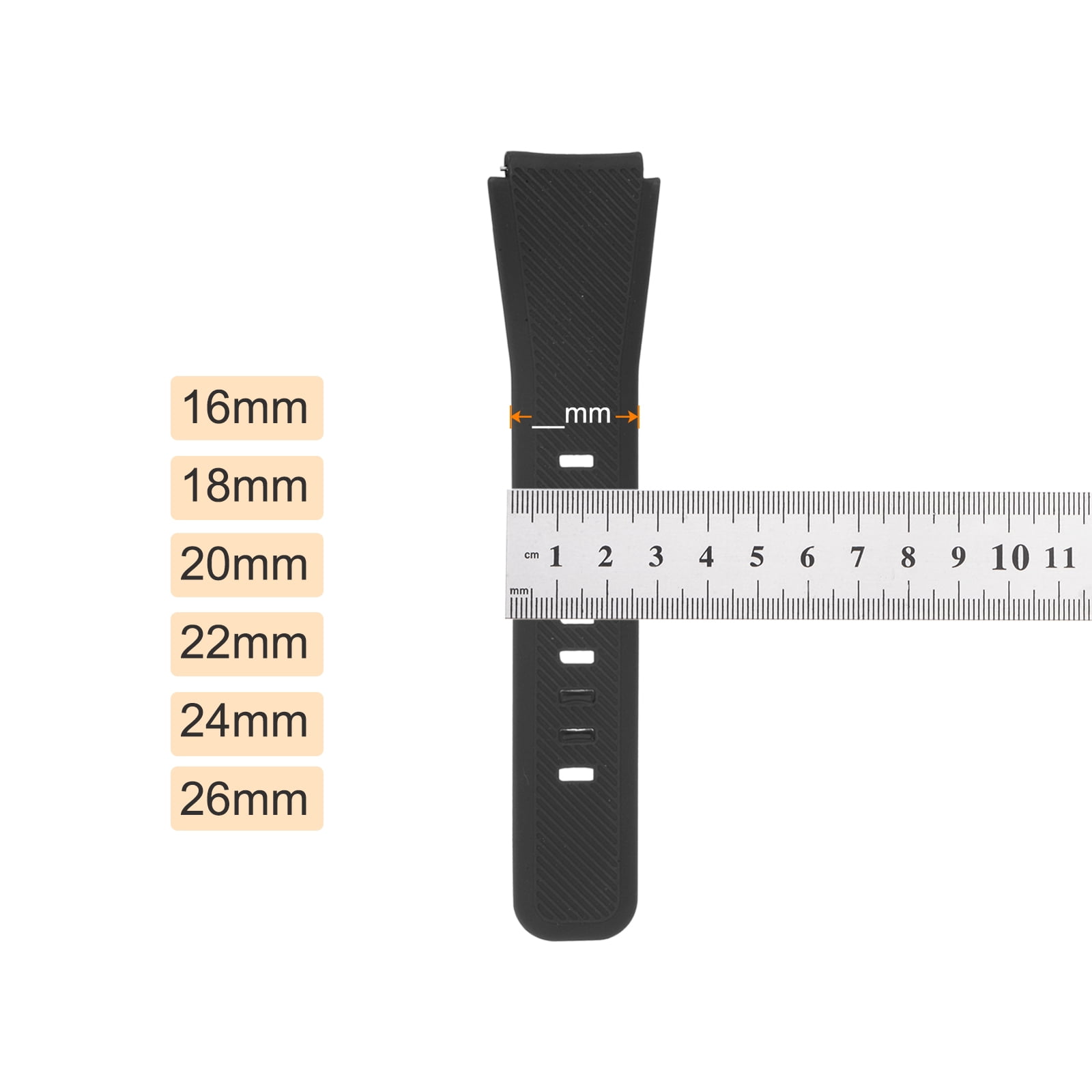 Unique Bargains 16mm Silicone Watch Band Strap Loops Replacement Fastener 24mm