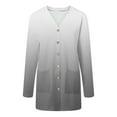 thumbnail image 4 of idosla Long Sleeve Cardigan for Women Casual Gradation Pockets Button Down Loose Fall Lightweight Hiking Trendy Jacket (Grey, L), 4 of 8