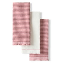 KITCHENAID Gourmet Series Gridlines Kitchen Towels 3-Pack Set, 100% Cotton Absorbent, Dried Rose, 18"x28"