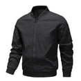 thumbnail image 1 of RXIRUCGD Men's Solid Color Pocket Zippered Jacket, Black, Size: 2XL, 1 of 3