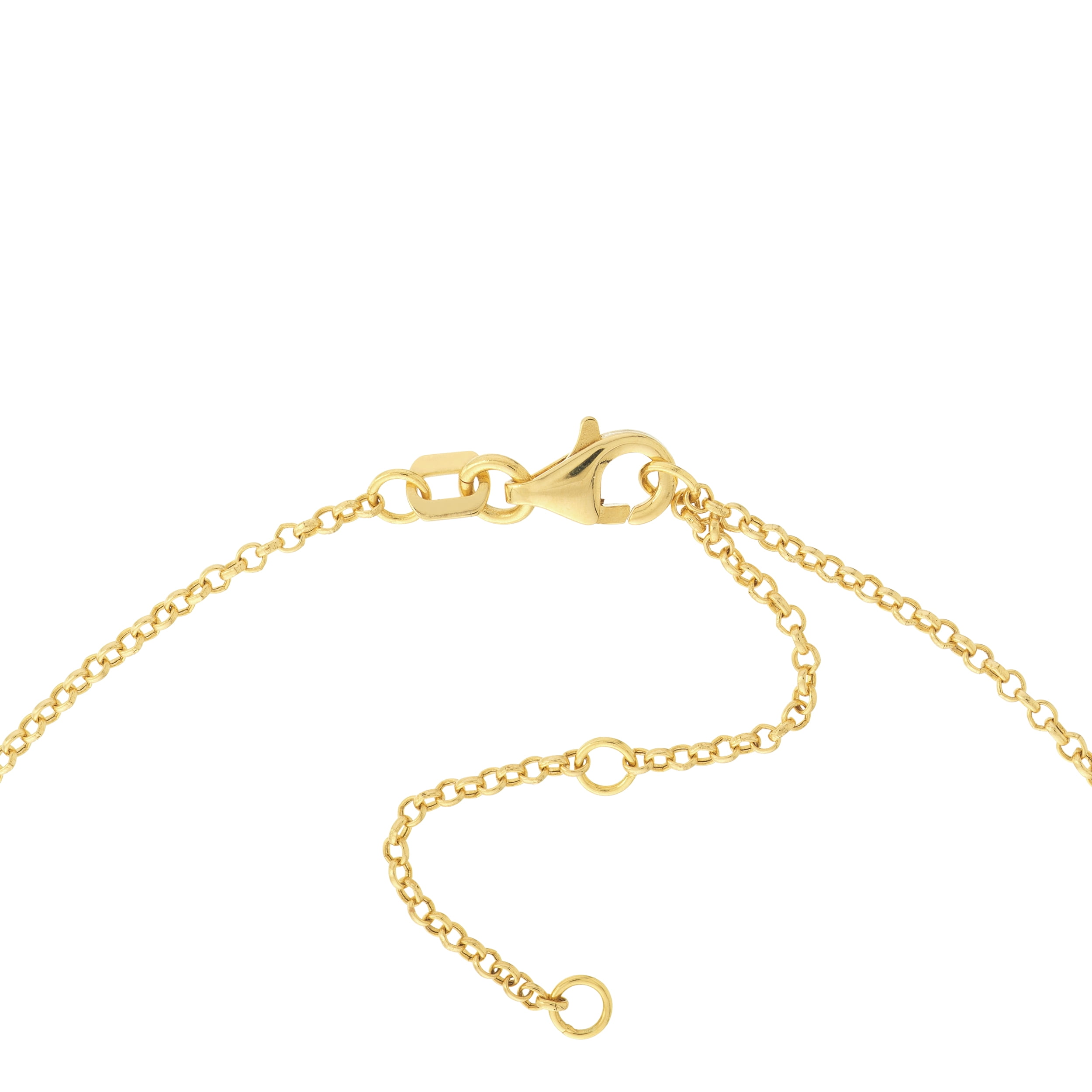 14K Yellow Gold Women's 9"-10" Mini Engravable Heart on a Rolo Adjustable Anklet