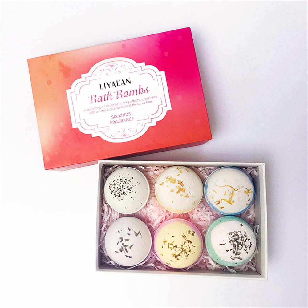 LIYAL'AN Bath Bombs Spa Set Natural Body Stress Reliever 6 Flower Scents