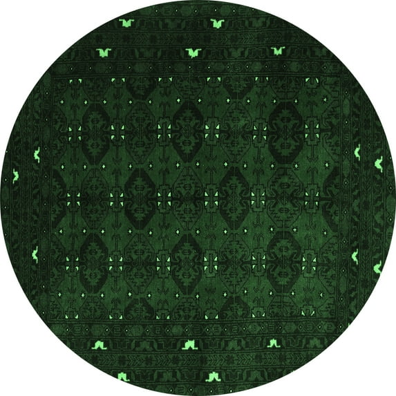 Ahgly Company Indoor Round Persian Emerald Green Traditional Area Rugs, 6' Round