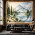 thumbnail image 6 of Mountain Lake Landscape with Misty Peaks and Forest, Peaceful Watercolor for Nature Lovers Forest Wall Art Housewarming Gift Tapestry Wall Hanging for Bedroom and Living Room, 6 of 7