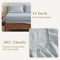 thumbnail image 3 of Simple&Opulence 100% Linen Sheets with Stripe Queen Size, 4 Pieces Breathable European Flax Pure Washed Bed Sheet Set with 14" Fitted Sheet, 1 Flat Sheet,2 Pillowcases(Vertical Stripes Blue), 3 of 6