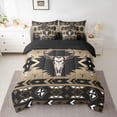 thumbnail image 2 of jejeloiu Boho Exotic Style 7-Piece Twin Bedding Sets,Bohemian Bull Skull Bedding Comforter Set,Brown Black Aztec Sheet Sets For Boys Teens,Microfiber Bedroom Decor Reversible, 2 of 8