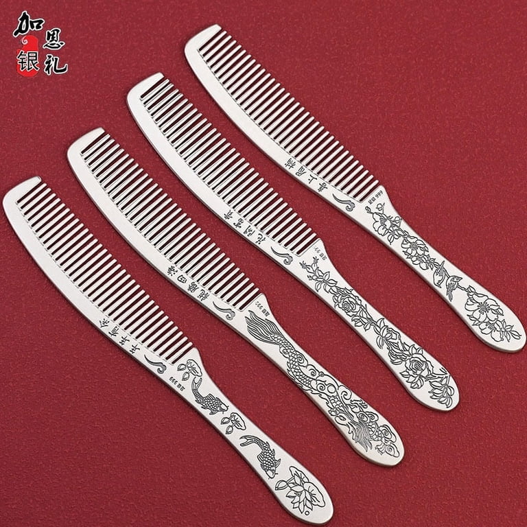 Long Handled 999 Sterling Silver Comb Gift for Mother