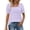 Purple, variant on Women's T-Shirt, Square Neck Loose Fit Blouse with Lace Trim and Casual Stripe Print, Comfortable Short Sleeve Top for Daily Wear