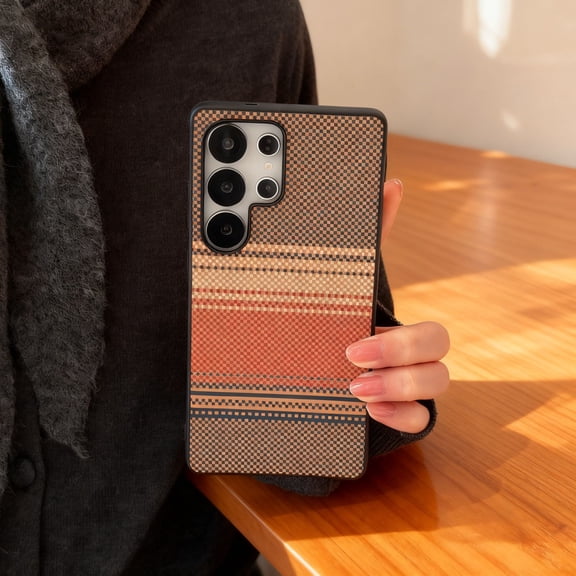 Magnetic For Samsung Galaxy S26 Phone Case,Gradient Fiber Pattern Back Design,Compatible with Mag-Safe,Slim Thin Anti-Scratch Protection,Shockproof Anti-fall Rugged Phone Case,Brown