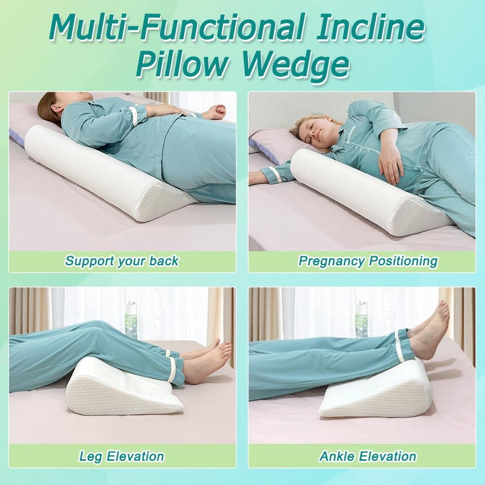 Bedsore Turning Wedge Pillow for Bed Sores Positioning Wedges Medical Pillows for Side Sleeping Pressure Ulcer Cushion Incline Foam Wedge for After Surgery Bedridden Elderly (23.6" Long)