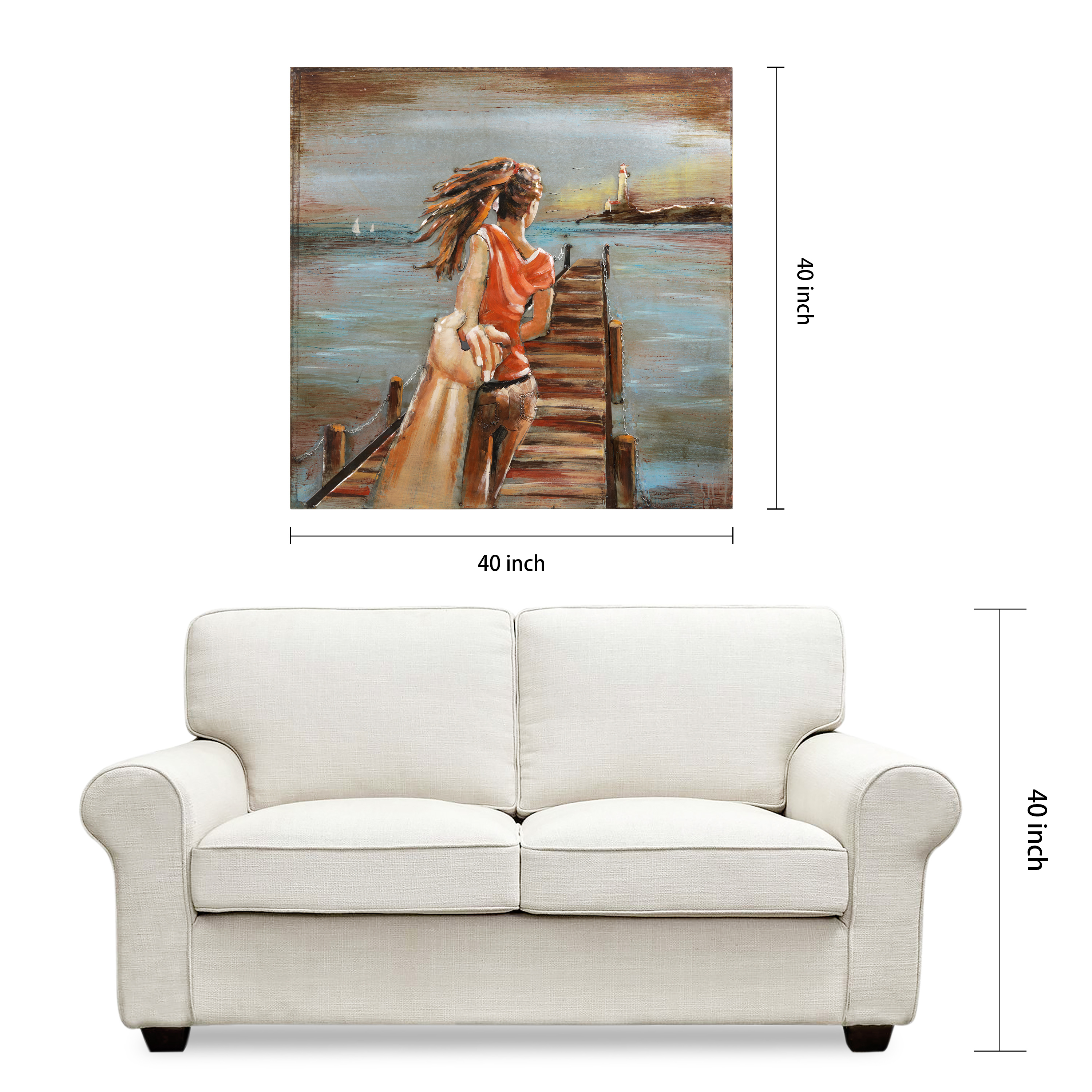 Empire Art Direct 'Lighthouse' by Primo Mixed Media Hand Painted 3D Iron Wall Sculpture