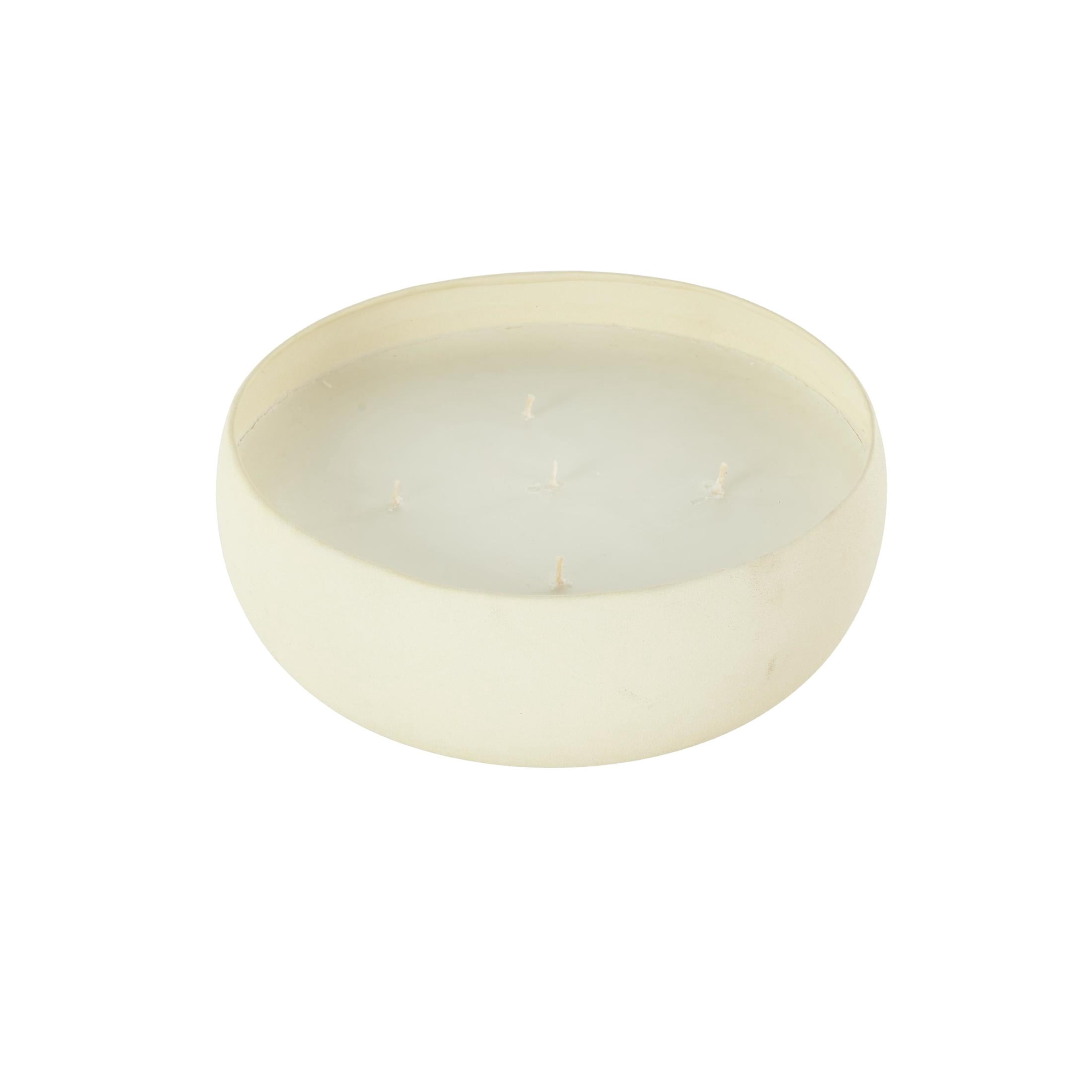 DecMode Cream Metal Tropical Fruit Medley Scented Textured 63oz 5 Wick Candle with White Wax