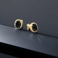 thumbnail image 5 of Gem Stone King 5.48 Ct Oval Black Sapphire 18K Yellow Gold Plated Silver Earrings, 5 of 5