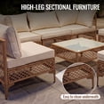 thumbnail image 6 of MOLIBYME 7 Pcs Outdoor Patio Furniture Set, Modular Outdoor Sectional Wicker Conversation Set, Rattan Sofa Set with Glass Table and Washable Cushion Covers, Beige Cushion, 6 of 8