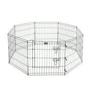 Angle View: Puppy Playpen – Foldable Metal Exercise Enclosure – Eight 24x24-Inch Panels – Indoor/Outdoor Pen with Gate for Dogs, Cats or Small Animals by Petmaker