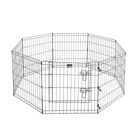 Puppy Playpen – Foldable Metal Exercise Enclosure – Eight 24x24-Inch Panels – Indoor/Outdoor Pen with Gate for Dogs, Cats or Small Animals by Petmaker