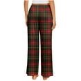 thumbnail image 4 of Aboser Christmas Pajama Pants Womens Red and Green Holiday Pants Plus Size Long Pants Soft Cozy Straight Leg Sleepwear Loose Elastic Waist Lounge Buttoms with Pockets, 4 of 7