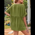 thumbnail image 4 of Camisas de Corta con Cuello en V para Mujer, Blusas Informales de Negocios, Blusas de Trabajo Holgadas Amarillo-Verde XL, 4 of 7