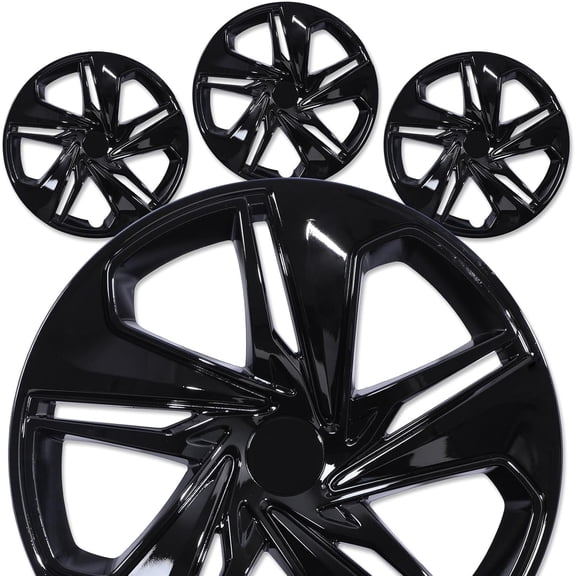 16 inch Hubcaps for 2016-2026 Honda Civic Sedan Snap-On Installation Black Lacquer ABS PC Material Wheel Rim Covers(4 Pack)