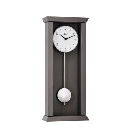 Hermle 22.5 Charcoal Gray and White Rectangular Pendulum Wall Clock