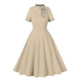 thumbnail image 2 of Aboser Cocktail Dresses for Women 1950s Retro Dress Elegant Bow Tie Midi Dresses Classy Short Sleeve Party Dress Flowy A Line Swing Dresses, 2 of 7