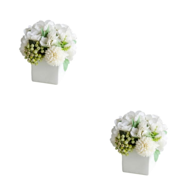 Flores de imitación Toystoory en jarrón de cerámica Hipoalergénico Falso Peonía Blanco 2piezas