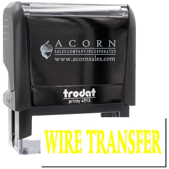 Large Self-Inking Wire Transfer Stamp, Trodat Printy 4913, Press and Print Stamping, Impression Size 7/8" x 2-1/4", Up to 10,000 Impressions - Yellow Ink