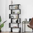 thumbnail image 3 of Gymax 6 Tier S-Shaped Bookcase Z-Shelf Style Storage Display Modern Bookshelf Black, 3 of 10
