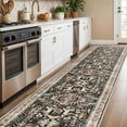 thumbnail image 4 of 3x16 Washable Kitchen Runner - Hallway Runner Rug Distressed Mats Non-Slip Soft Room Floor Carpet for Dining Room (Black,3x16), 4 of 9