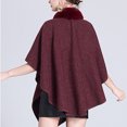 thumbnail image 4 of AUNVITO Women's Winter Poncho Faux Fur Collar Knit Elegant and Warm Winter Style, 4 of 5