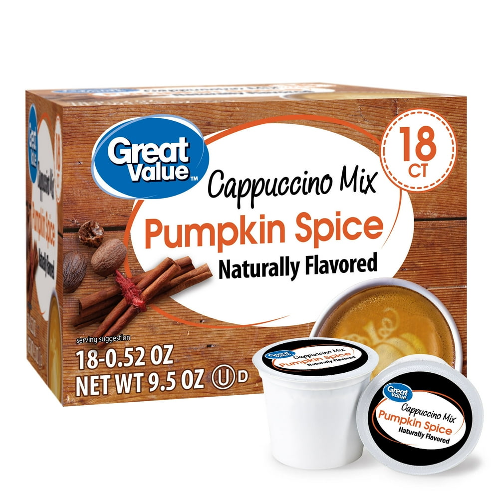 Great Value Pumpkin Spice Cappuccino Mix, 0.53 oz, 18 count Walmart