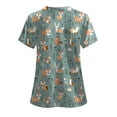 thumbnail image 4 of felwors Animal Scrub Tops Women Cute Cartoon Print Medical Scrub Tops Fun Plus Working Uniform — Dinosaur Dog Cat Alpaca Etc (Green, XXL), 4 of 5