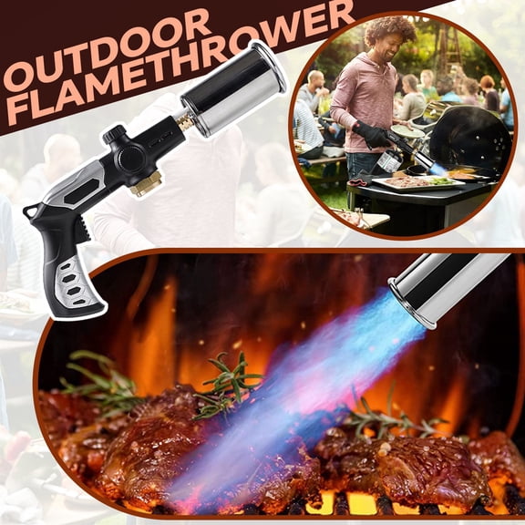 Powerful Torch Gun, Kitchen Grill Torch with Detachable Design, Adjustable Flamethrower Torch Burner for Searing Steak, BBQ, Welding, Camping Charcoal Lighter(Tank Not Included)