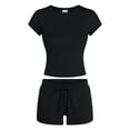 thumbnail image 5 of No Boundaries Sleep Ribbed Tee and Shorts Set, 2-Piece, Women’s XXS-3X, 5 of 5