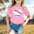 thumbnail image 2 of FINALGANG Boys Girls Kids Short Sleeve TShirts Baseball Stitching Heart Graphic Print Crewneck Relaxed Fit Casual Tees For Summer Daily Wear Blue 12-13 Years, 2 of 4