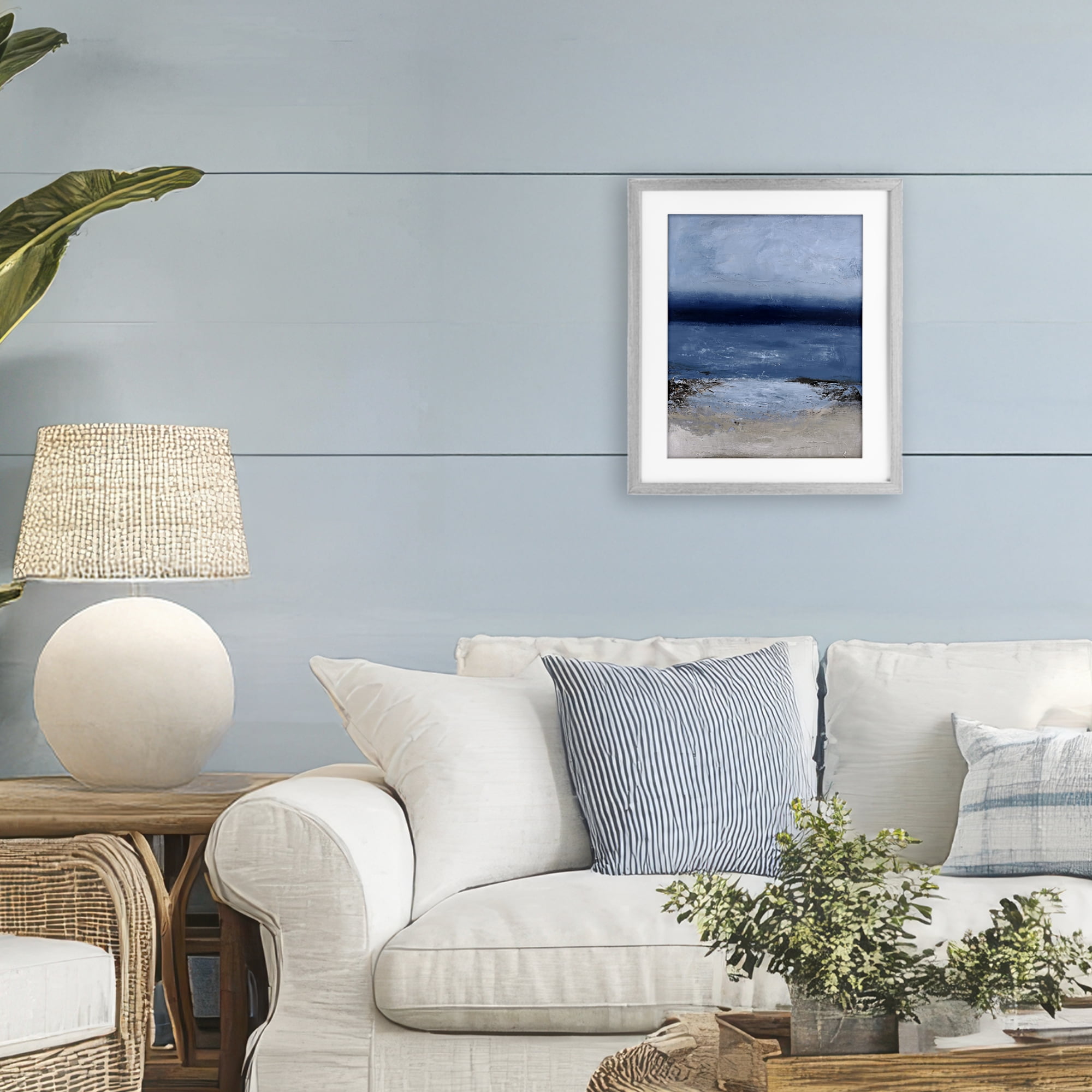 Endless Sea Moods Gray Framed Print Under Glass, design by Design Fabrikken