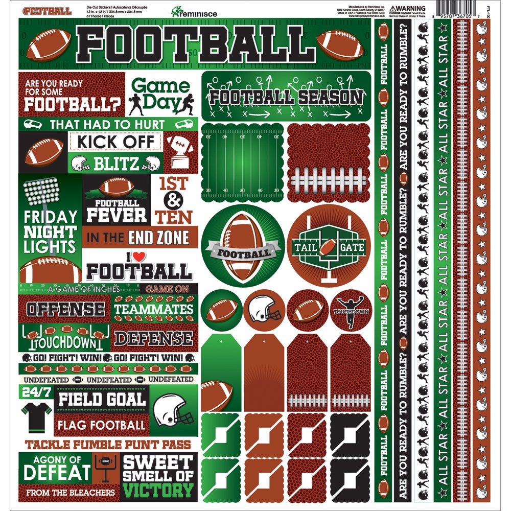 Football Cardstock Sticker, 12" x 12"
