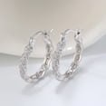 thumbnail image 4 of Twist Hoop Earrings for Women Cubic Zirconia Sterling Silver Ginger Lyne Collection, 4 of 7