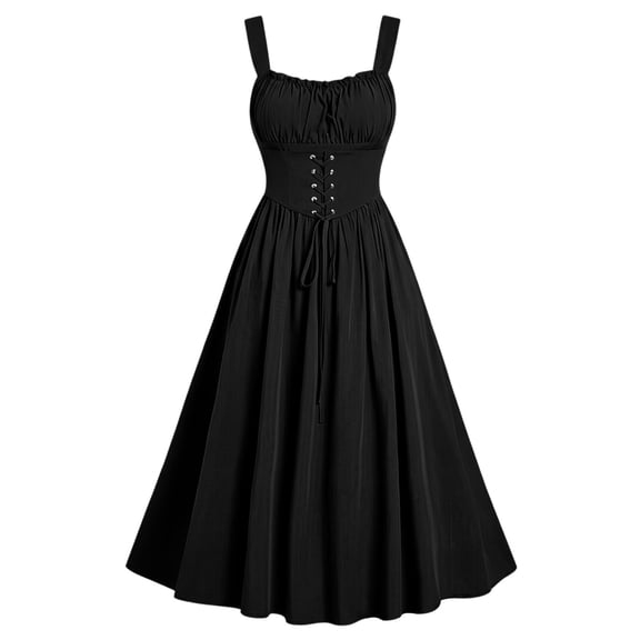 Hurxie Corset Dress for Women Maxi Cocktail Renaissance Costume | Ideal for Ren Faire, Wedding, Party. Pockets, Boned Corset, Lacing, Slit Hem