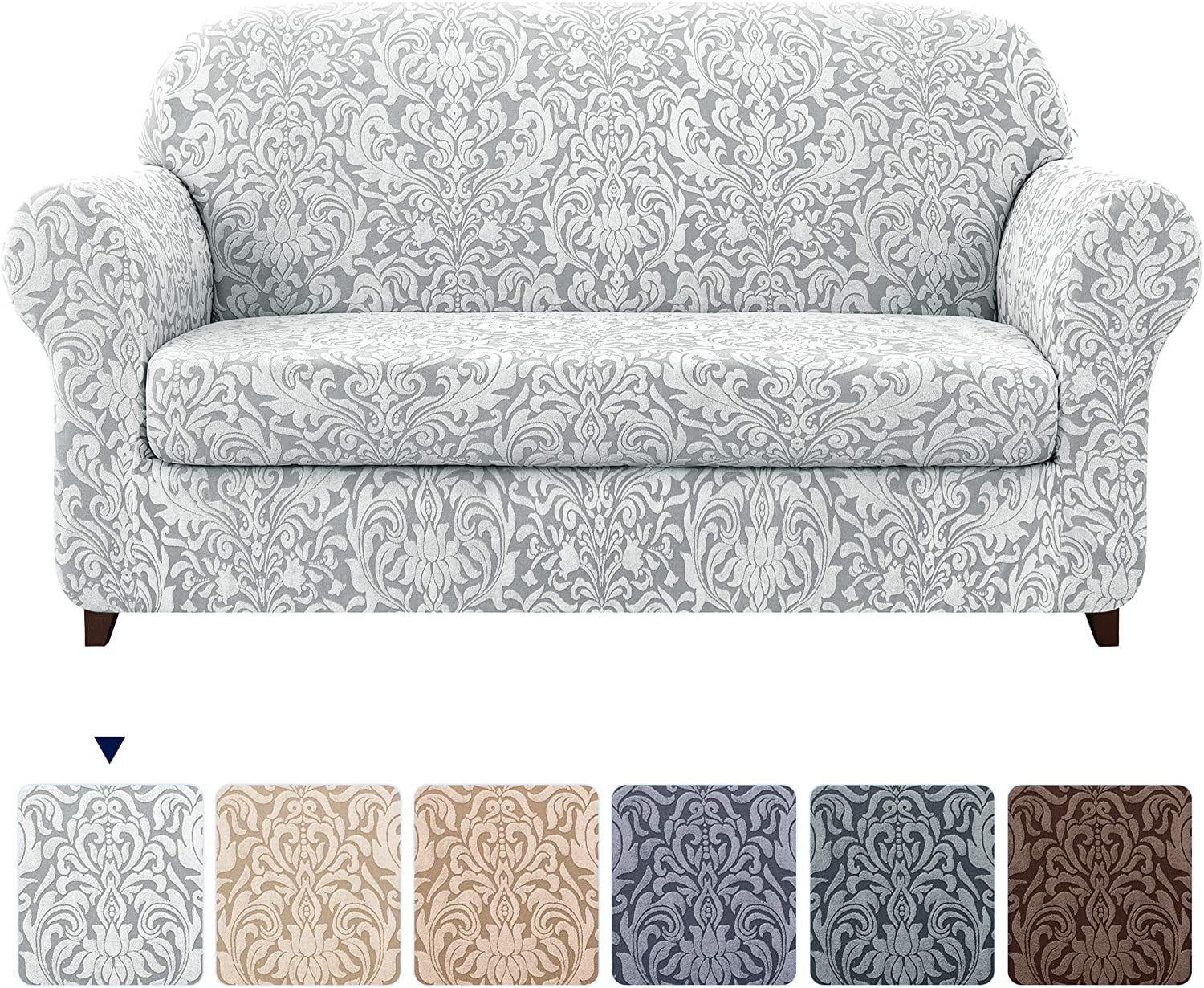 2PIECE JACQUARD STRETCH SOFA SLIPCOVER 3SEATER CUSHION COUCH COVER SLIPCOVER 