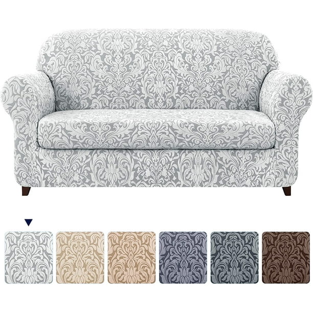 Subtrex Stretchy 2Piece Washable Sofa Slipcover, Jacquard Damask